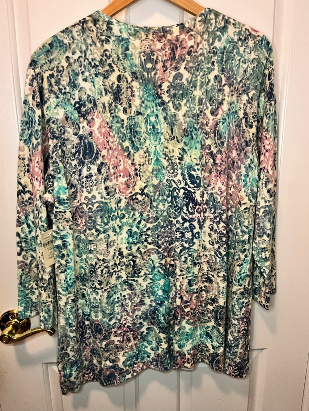 NWT Coldwater Creek Women's Pastel Watercolor Floral Button Front Cardigan. Sz 2 - Picture 2 of 6